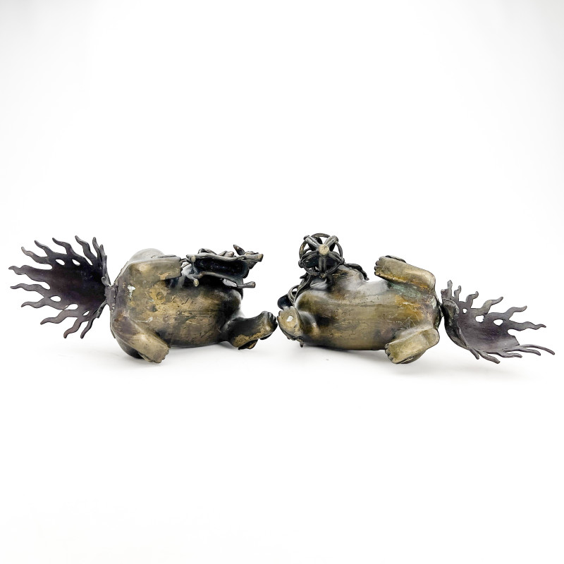 A Pair of Asian Bronze Foo Dogs