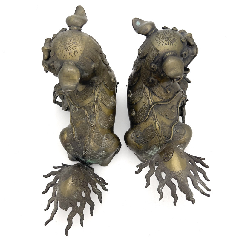 A Pair of Asian Bronze Foo Dogs