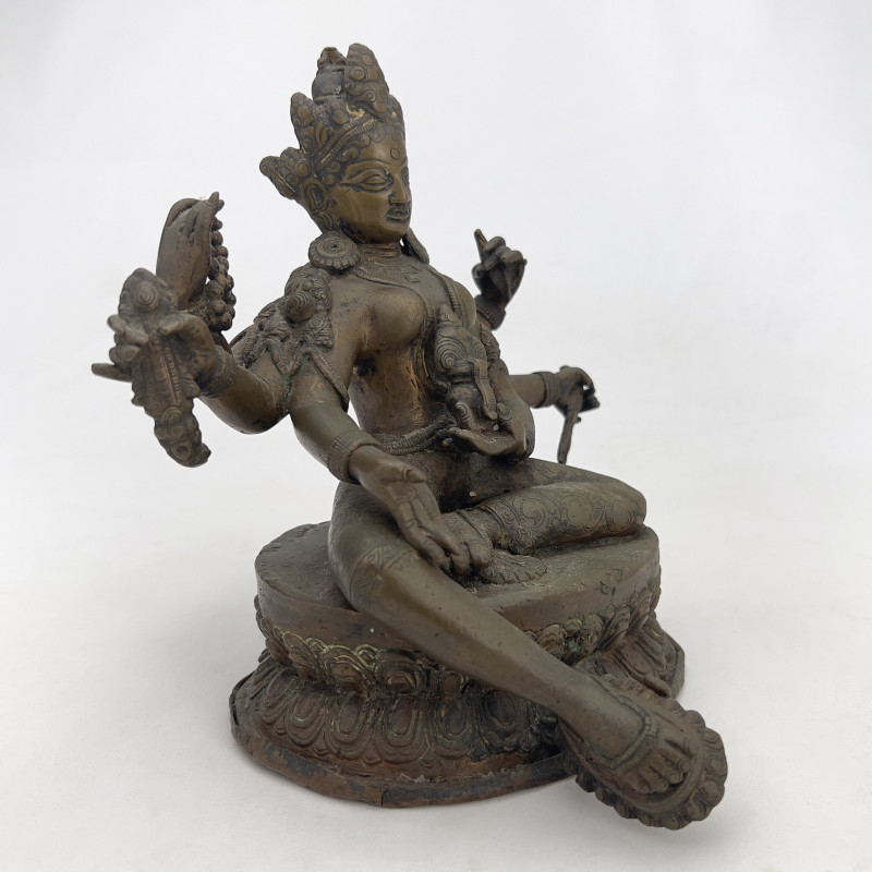 Sino-Tibetan Patinated Bronze Figure of Vasudhara