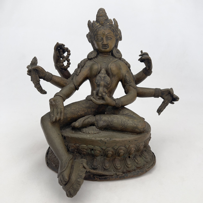 Sino-Tibetan Patinated Bronze Figure of Vasudhara