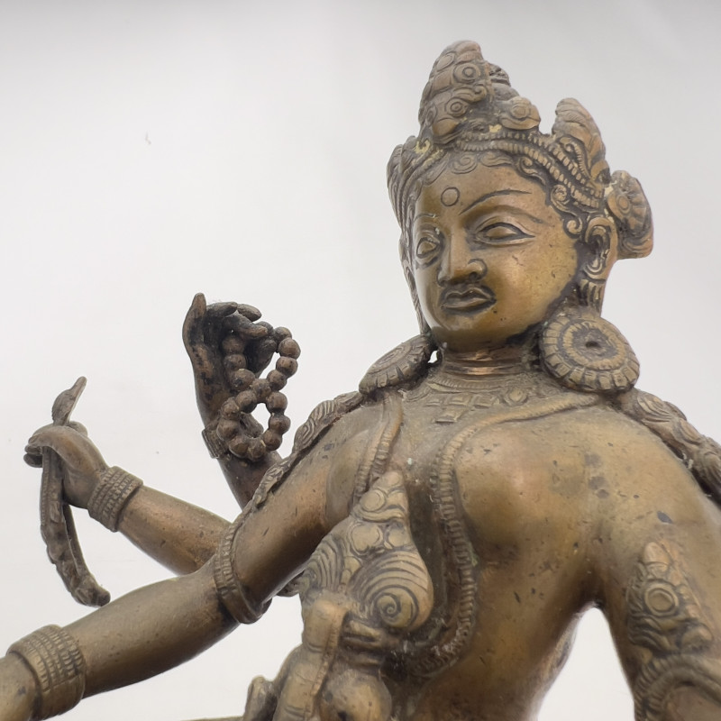 Sino-Tibetan Patinated Bronze Figure of Vasudhara