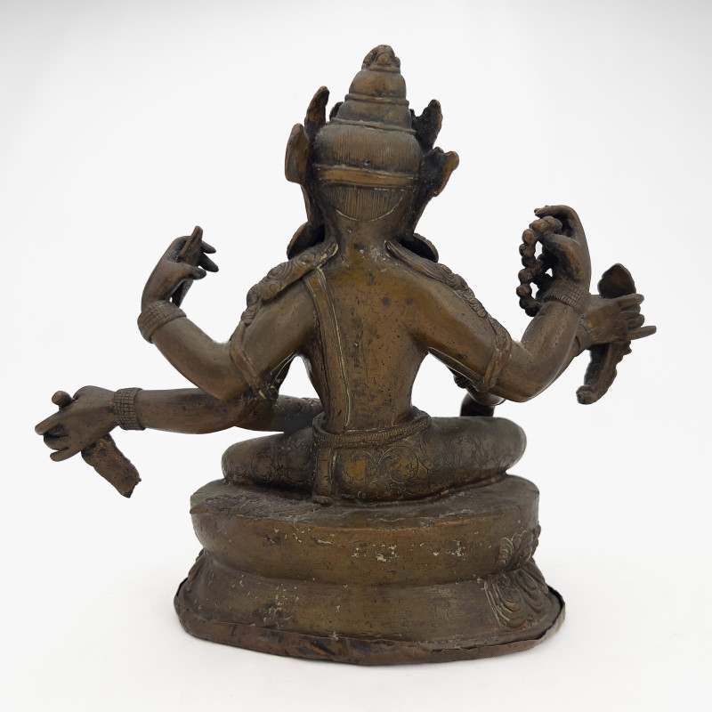 Sino-Tibetan Patinated Bronze Figure of Vasudhara