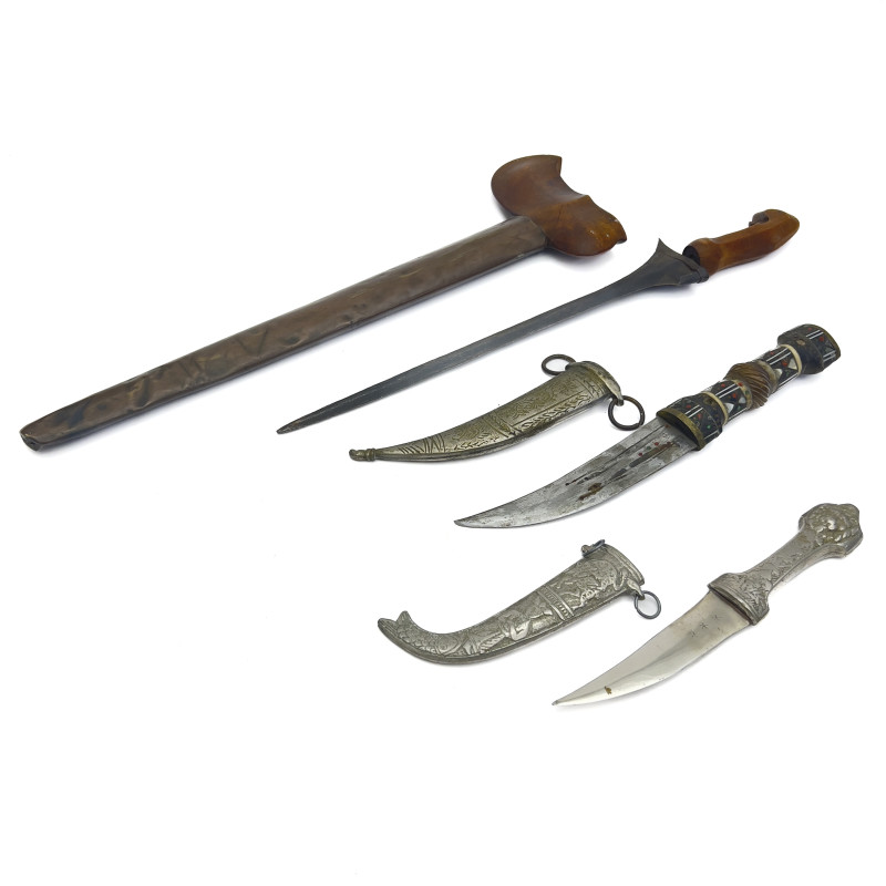 Ethnographic Artifacts, Decorative Metalwork, and a Wood Carving, Southeast and East Asian