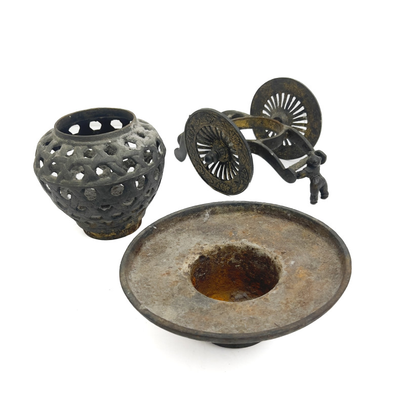 Ethnographic Artifacts, Decorative Metalwork, and a Wood Carving, Southeast and East Asian