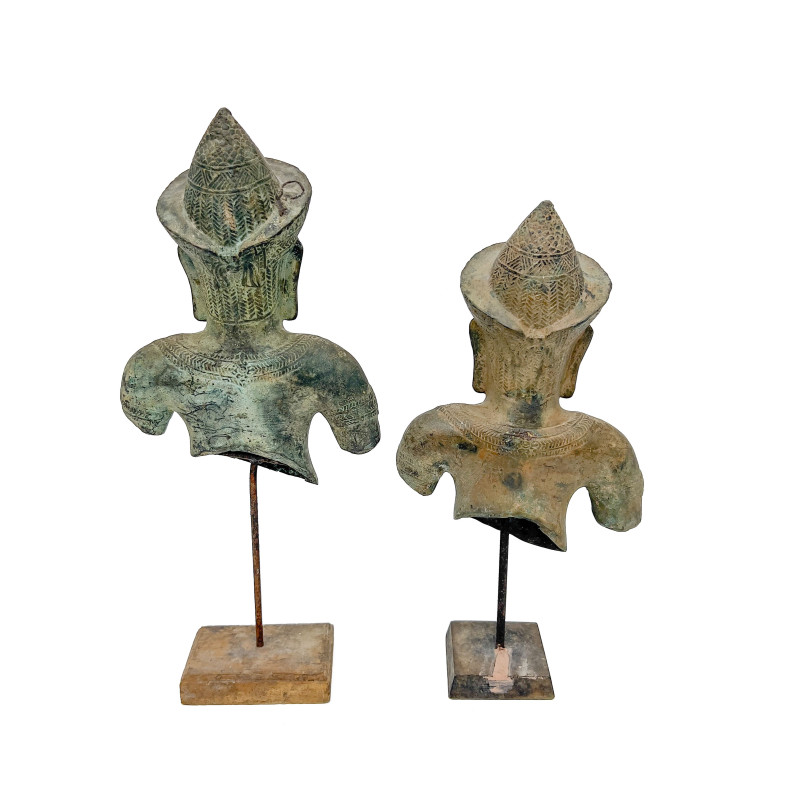 Two Khmer-Style Bronze Torso Fragments