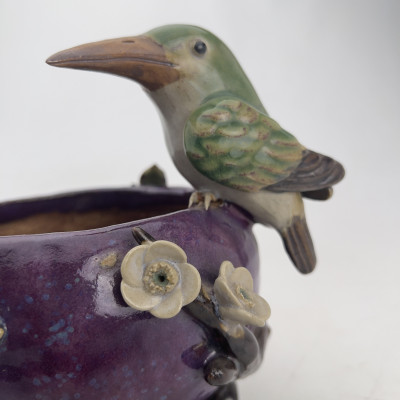 Two Chinese Shiwan Glazed Stoneware Bird Bowls