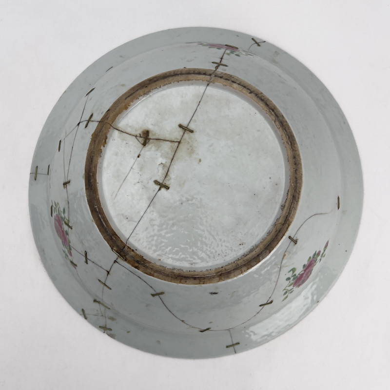 A Chinese Export Famille Rose Medallion Porcelain Punch Bowl