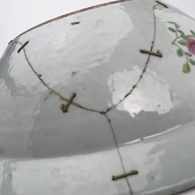A Chinese Export Famille Rose Medallion Porcelain Punch Bowl