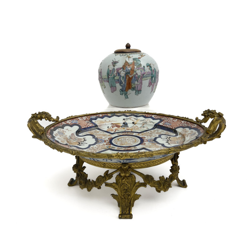 Japanese Imari Porcelain Platter and Chinese Export Porcelain Ginger Jar Lot