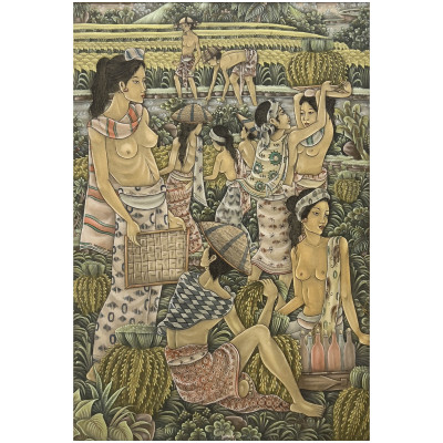 Image for Lot Balinese Painting (Harvesting Scene)