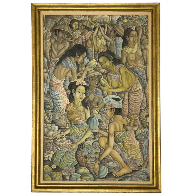 Balinese Painting (Open Air Market Scene)