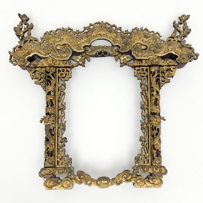 Chinese Carved and Gilded Wood Architectural Frame