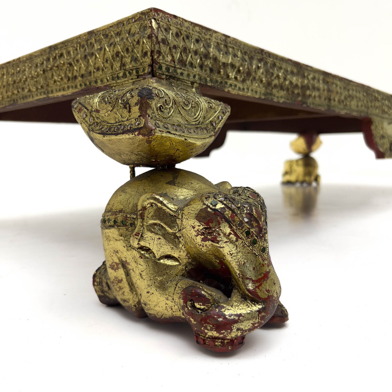 An Anglo-Indian Style Parcel-Gilt and Hardwood Low Table