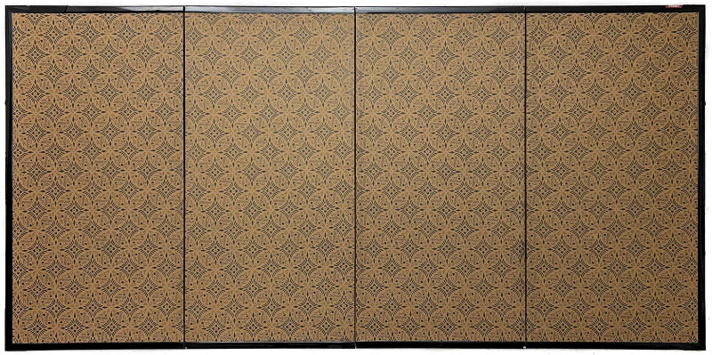 Japanese Painted Four-Panel Folding Screen (Byobu)