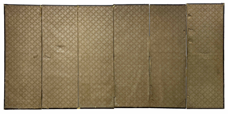 Japanese Painted Six-Panel Folding Screen (Scholars Byōbu)