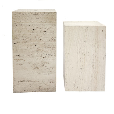 Pair of Travertine Pedestals