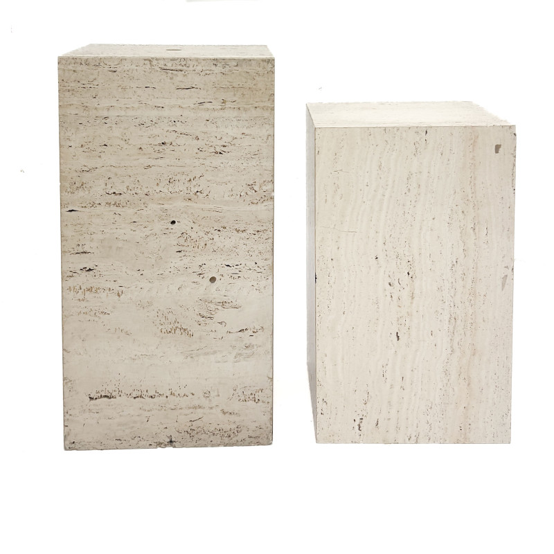Pair of Travertine Pedestals