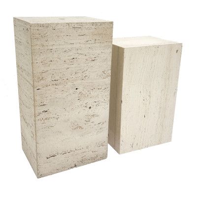 Image for Lot Pair of Travertine Pedestals