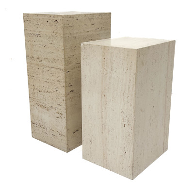 Pair of Travertine Pedestals
