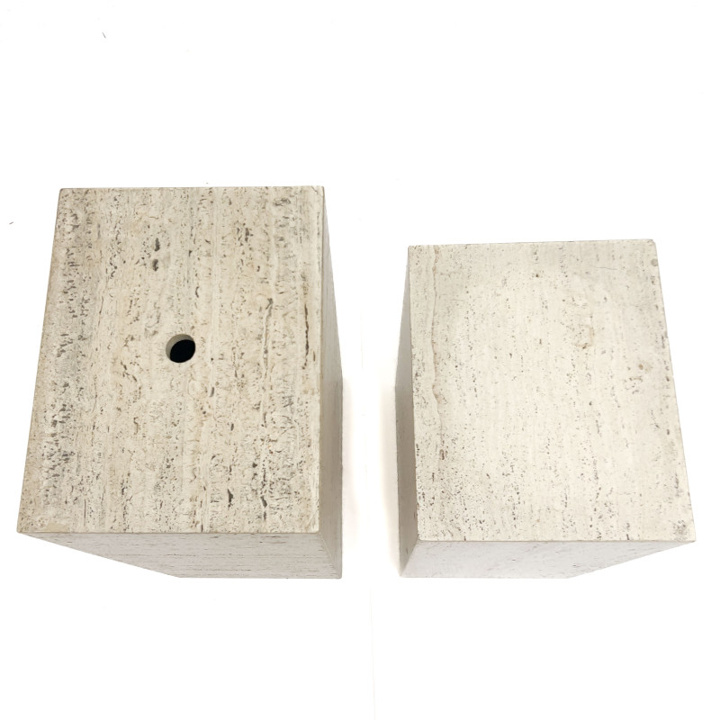 Pair of Travertine Pedestals