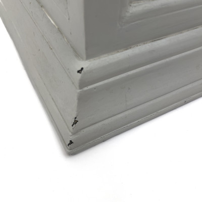 Two Painted Wood and Plexiglass Display Pedestals