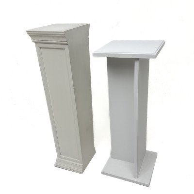Two Painted Wood and Plexiglass Display Pedestals