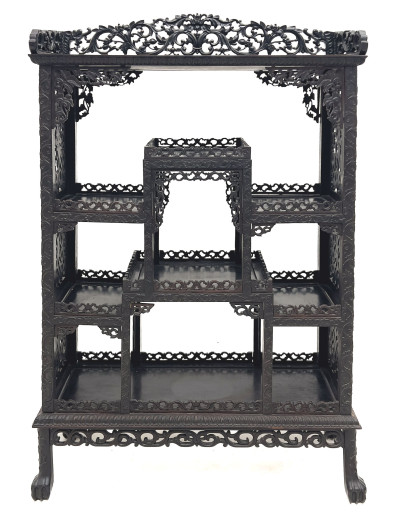Image for Lot Chinese Carved Hardwood Display Etagere