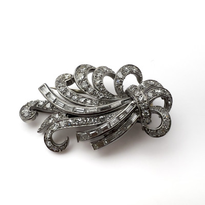 A mid-century platinum and diamond spray brooch