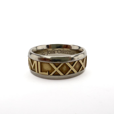 John Christian Designers - Two Tone Numero Gold RIng