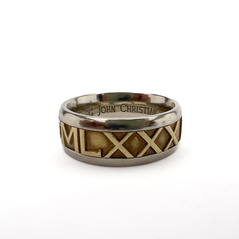 John Christian Designers - Two Tone Numero Gold RIng