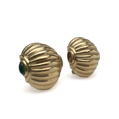 Image for Lot Pair of 14k Yellow Gold Ribbed Dome Earrings