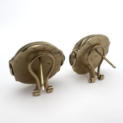 Pair of 14k Yellow Gold Ribbed Dome Earrings