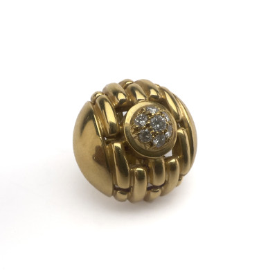 Image for Lot Movado - Single 18k Yellow Gold and Diamond Dome Earring