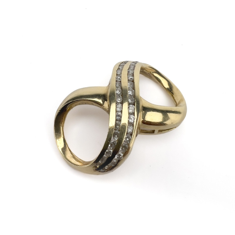 Pave Diamond, Yellow Gold Infinity Scarf Clip
