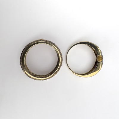 Two 14k Yellow Gold and Gemstone Rings