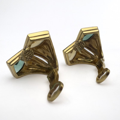 Pair of 18k Yellow Gold Fan-Shaped Earrings with Topazes