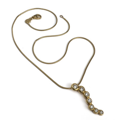 Image for Lot Movado - 18k Yellow Gold and Diamond Slide Pendant Necklace