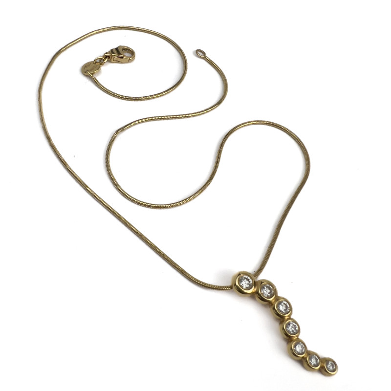 Movado - 18k Yellow Gold and Diamond Slide Pendant Necklace