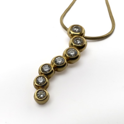 Movado - 18k Yellow Gold and Diamond Slide Pendant Necklace
