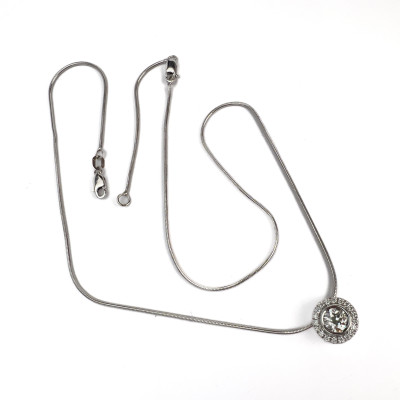 Italian 14k White Gold and Diamond Slide Pendant Necklace