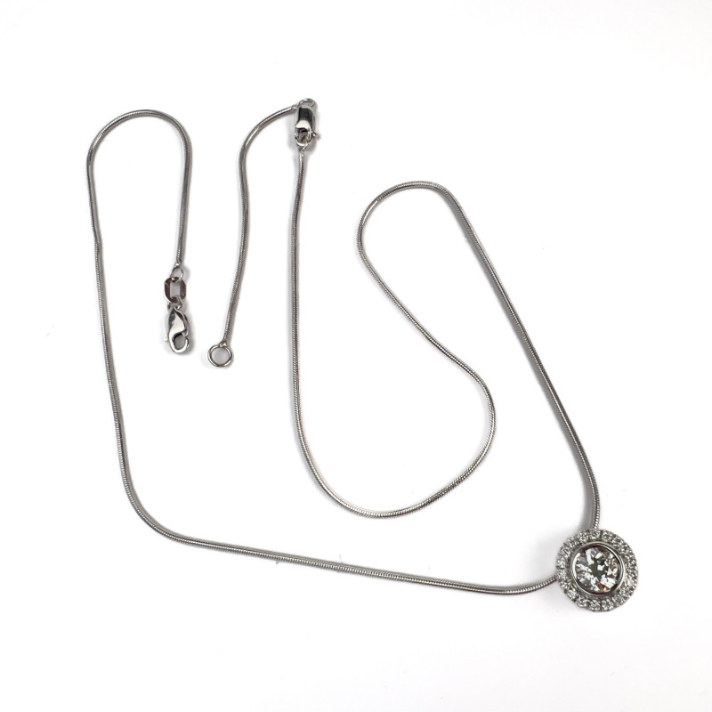 Italian 14k White Gold and Diamond Slide Pendant Necklace