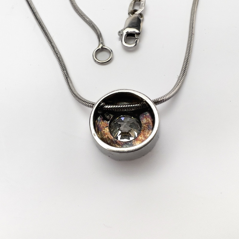 Italian 14k White Gold and Diamond Slide Pendant Necklace