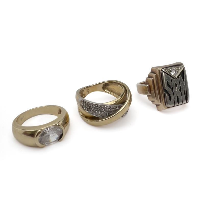 A three-piece 14k gold statement ring lot