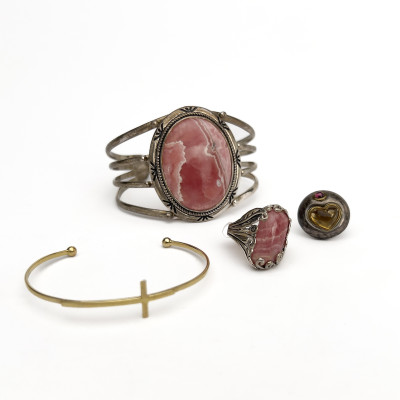 Image for Lot Four-Piece Group of Sterling Silver and Gilt Sterling Jewelry