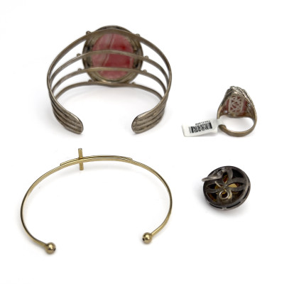 Four-Piece Group of Sterling Silver and Gilt Sterling Jewelry