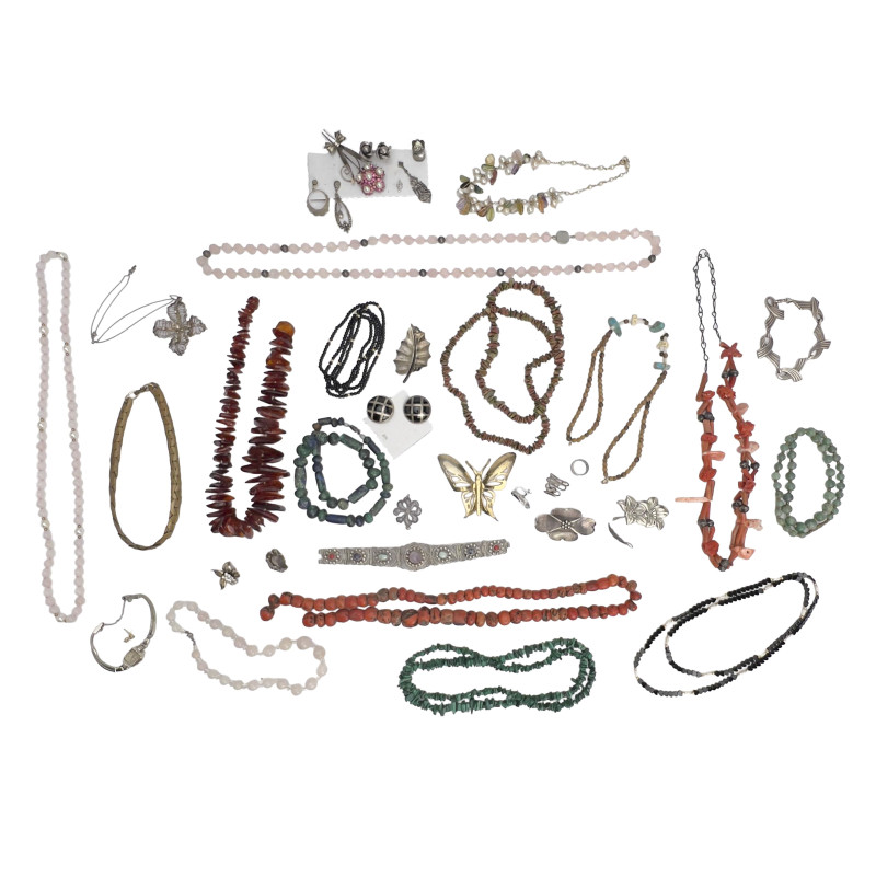 A Sterling Silver Multi -gem and Semi-precious Stone Jewelry Group