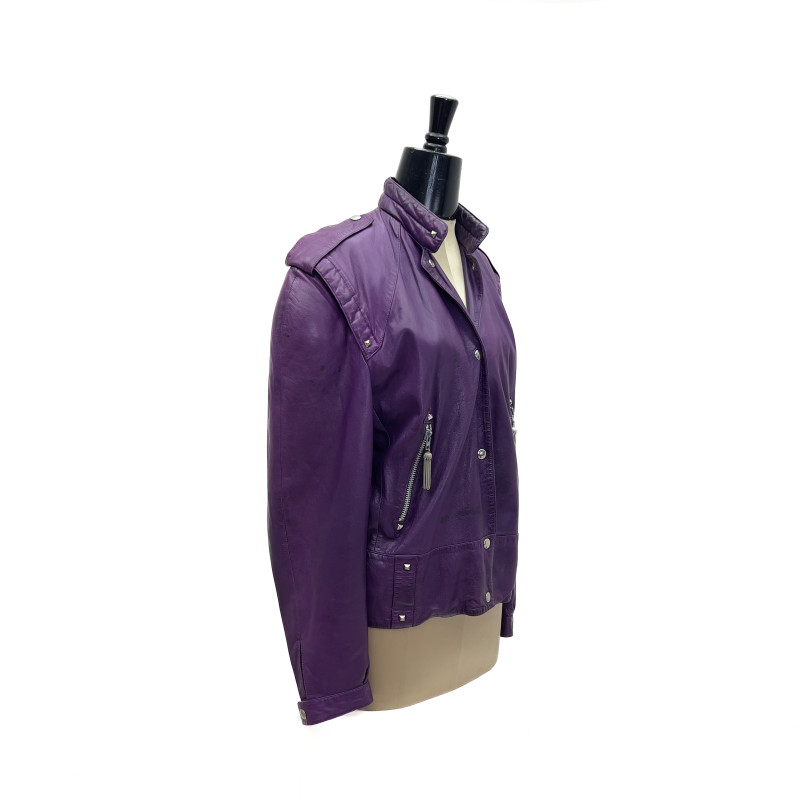 Claude Montana - Purple Leather Bomber Jacket