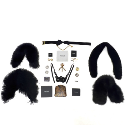 Image for Lot Chanel, Giorgio Armani, and Raphael Sanchez - Buttons, Collars and Costume Jewelry Group