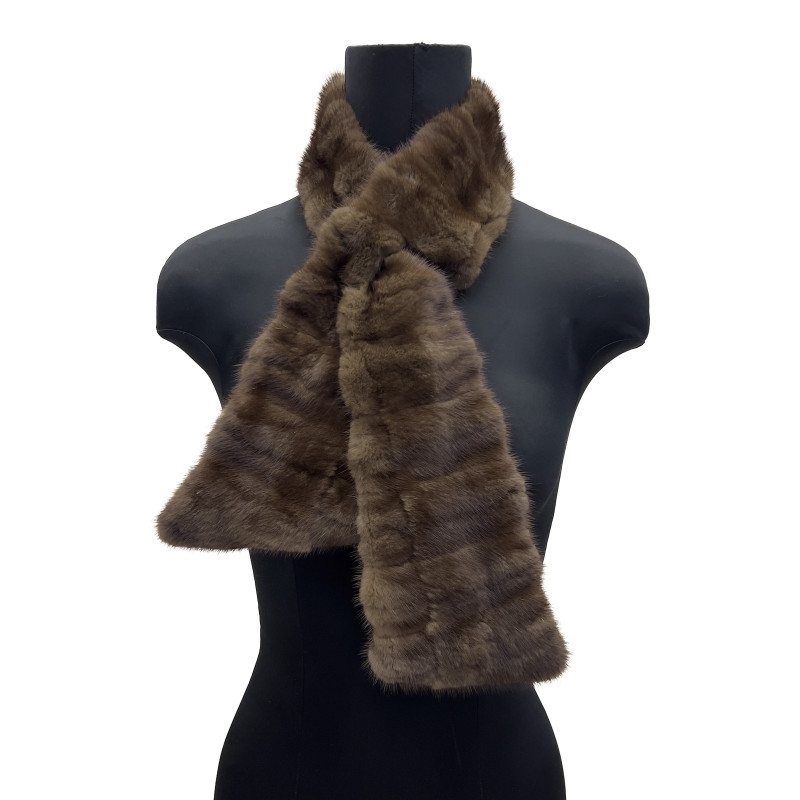 Yves Saint-Laurent - Mohl Fur Co. Let-Out Mink Coat with Scarf