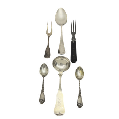 Image for Lot Group of Coin and 800 Silver Flatware, Various Makers